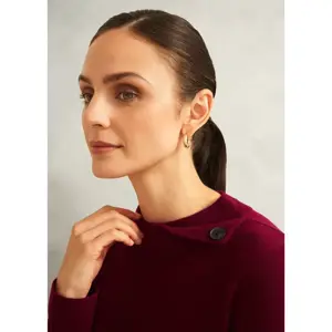 Hobbs London Talia  Beryl Red Cashmere Blend Button Neck Jumper